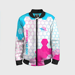 Бомбер детский Dead by Daylight neon gradient style: надпись, сим, цвет: 3D-черный