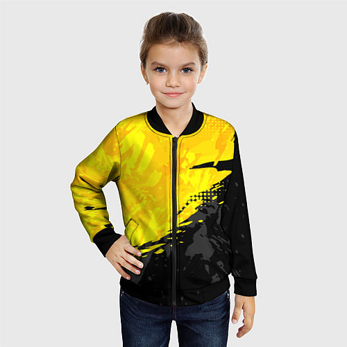 Детский бомбер Black and yellow / 3D-Черный – фото 4