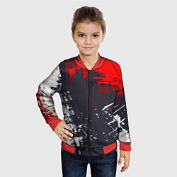 Бомбер детский Абстрактные брызги, цвет: 3D-красный — фото 2