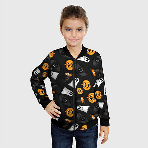 Детский бомбер Тыквы и привидения / 3D-Черный – фото 4