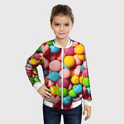 Бомбер детский Много ярких конфет, цвет: 3D-белый — фото 2