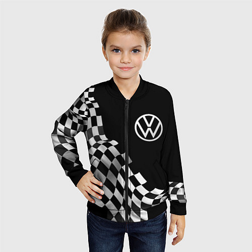 Детский бомбер Volkswagen racing flag / 3D-Черный – фото 4