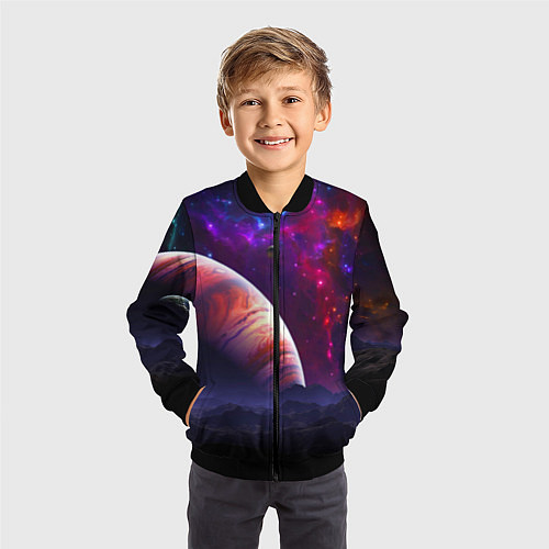 Детский бомбер Бесконечное космическое пространство - Планета / 3D-Черный – фото 3