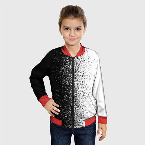 Детский бомбер Брызги красок - Черно-белый / 3D-Красный – фото 4