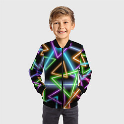 Бомбер детский Неоновые треугольники - текстура, цвет: 3D-черный — фото 2