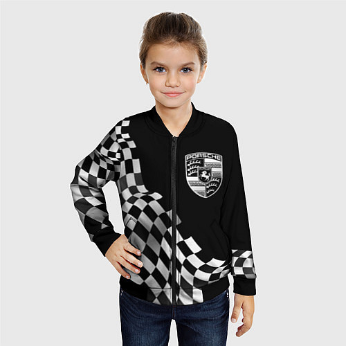 Детский бомбер Porsche racing flag / 3D-Черный – фото 4