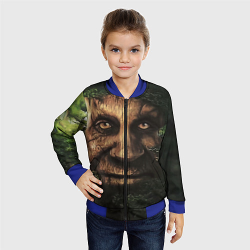 Детский бомбер Дерево с лицом мем Мудрое дерево / 3D-Синий – фото 4