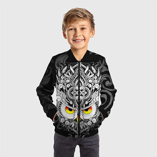 Детский бомбер Сова с золотыми глазами / 3D-Черный – фото 3