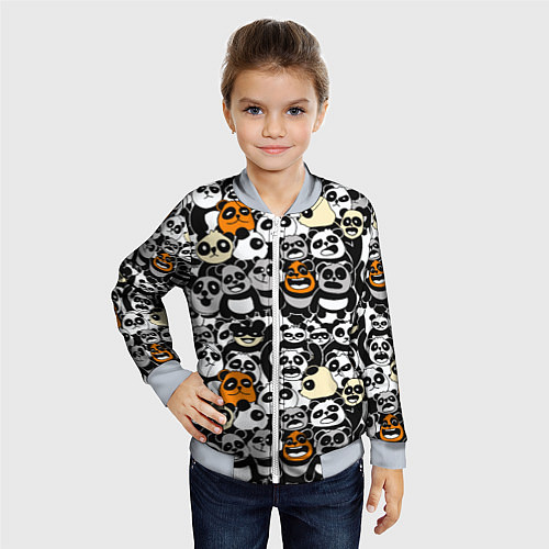 Детский бомбер Злобные панды / 3D-Серый – фото 4