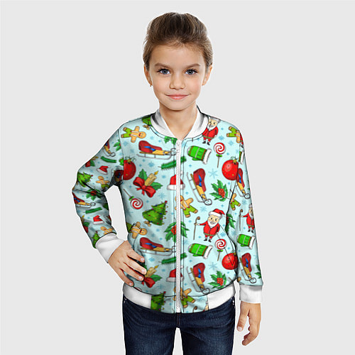 Детский бомбер Новогодний паттерн / 3D-Белый – фото 4