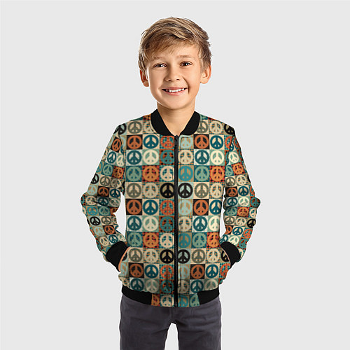 Детский бомбер Peace symbol pattern / 3D-Черный – фото 3