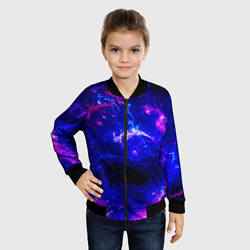 Детский бомбер Неоновый космос со звездами / 3D-Черный – фото 4