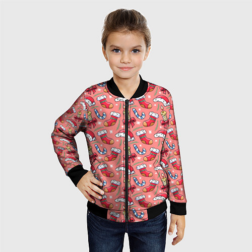 Детский бомбер Christmas pattern / 3D-Черный – фото 4