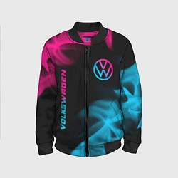 Бомбер детский Volkswagen - neon gradient: надпись, символ, цвет: 3D-черный