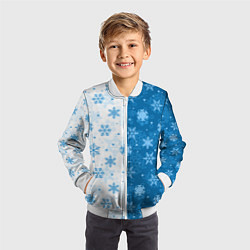 Бомбер детский Красивые снежинки, цвет: 3D-белый — фото 2