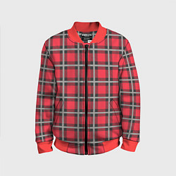 Бомбер детский Красная шотландская клетка, цвет: 3D-красный