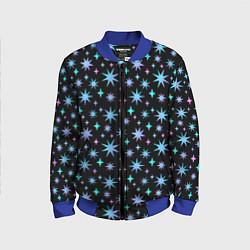 Бомбер детский Зимние цветные звезды, цвет: 3D-синий