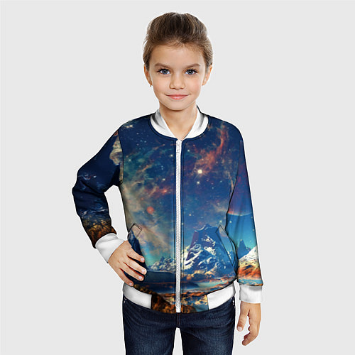 Детский бомбер Горы и бескрайний космос / 3D-Белый – фото 4