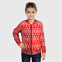 Бомбер детский New Years winter pattern, цвет: 3D-красный — фото 2