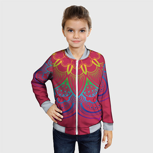 Детский бомбер Viva magenta mandala / 3D-Серый – фото 4