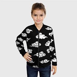 Бомбер детский Белые японские облака, цвет: 3D-черный — фото 2