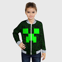 Бомбер детский Minecraft green squares, цвет: 3D-серый — фото 2