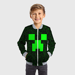Бомбер детский Minecraft green squares, цвет: 3D-серый — фото 2