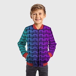 Бомбер детский Неоновая клетка, цвет: 3D-красный — фото 2