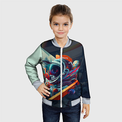 Детский бомбер Космос в стиле кубизма / 3D-Серый – фото 4