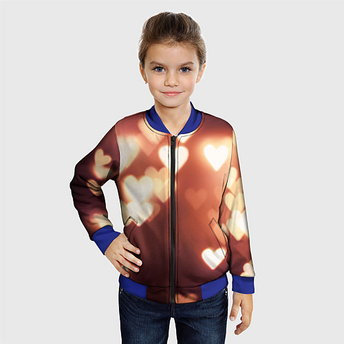 Детский бомбер Летящие сердечки / 3D-Синий – фото 4