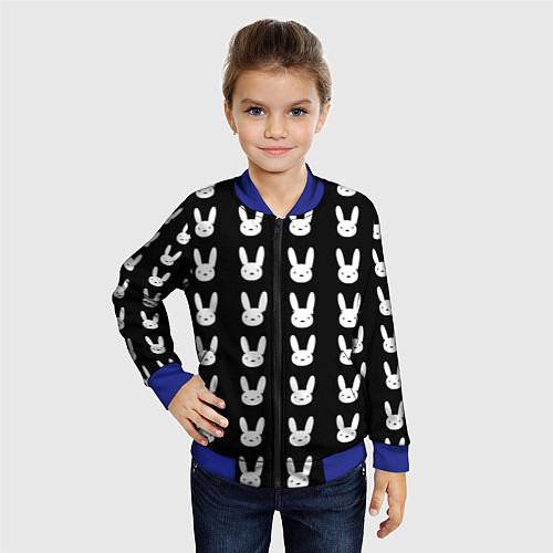 Детский бомбер Bunny pattern black / 3D-Синий – фото 4