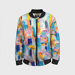 Бомбер детский Живописные мазки краски, цвет: 3D-черный