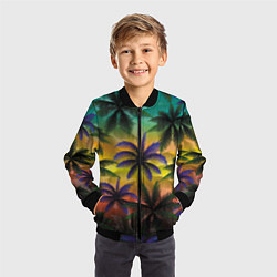 Бомбер детский Кроны пальм, Багамы, цвет: 3D-черный — фото 2