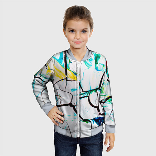 Детский бомбер Абстракция лед / 3D-Серый – фото 4