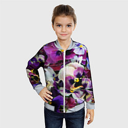 Бомбер детский Красивые анютины глазки, цвет: 3D-серый — фото 2