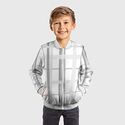 Бомбер детский Светлая серая клетка, цвет: 3D-белый — фото 2
