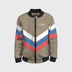 Бомбер детский Триколор - три полосы на песочном, цвет: 3D-черный