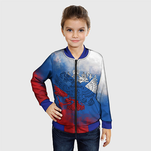 Детский бомбер Триколор градиент / 3D-Синий – фото 4