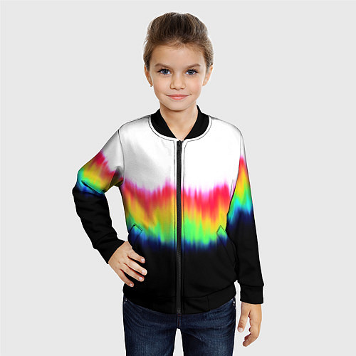 Детский бомбер Северное сияние - тай-дай / 3D-Черный – фото 4