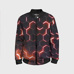 Бомбер детский Неоновые соты в стиле киберпанка, цвет: 3D-черный