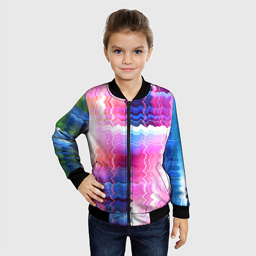 Детский бомбер Абстрактные линии сайфай / 3D-Черный – фото 4