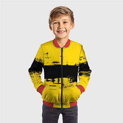 Бомбер детский Черно-желтая полоса Cyberpunk 2077, цвет: 3D-красный — фото 2