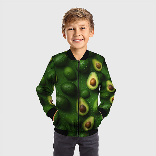 Детский бомбер Сочная текстура из авокадо / 3D-Черный – фото 3