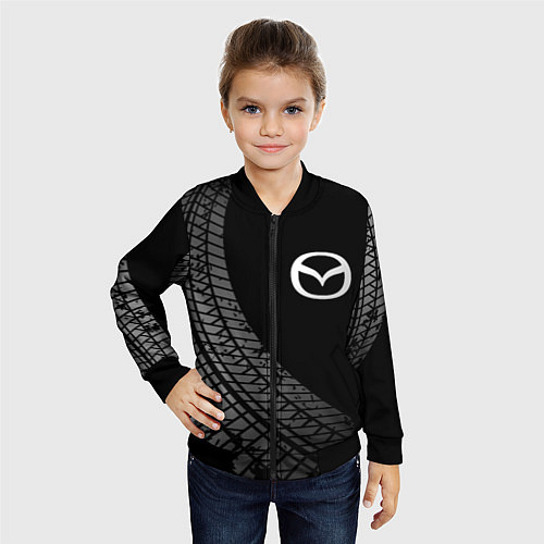 Детский бомбер Mazda tire tracks / 3D-Черный – фото 4