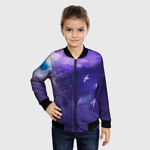 Детский бомбер Фиолетовый необъятный космос / 3D-Черный – фото 4
