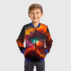 Бомбер детский Небула в космосе в оранжевых тонах - нейронная сет, цвет: 3D-синий — фото 2