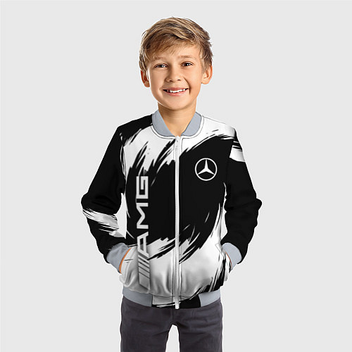 Детский бомбер Mercedes benz - white color / 3D-Серый – фото 3