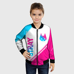 Бомбер детский Stray neon gradient style: надпись, символ, цвет: 3D-черный — фото 2