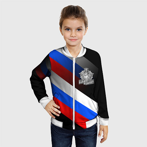 Детский бомбер Пограничные войска - флаг РФ / 3D-Белый – фото 4