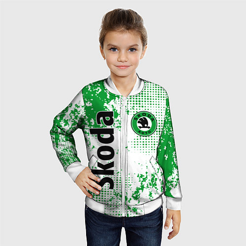 Детский бомбер Skoda auto logo / 3D-Белый – фото 4